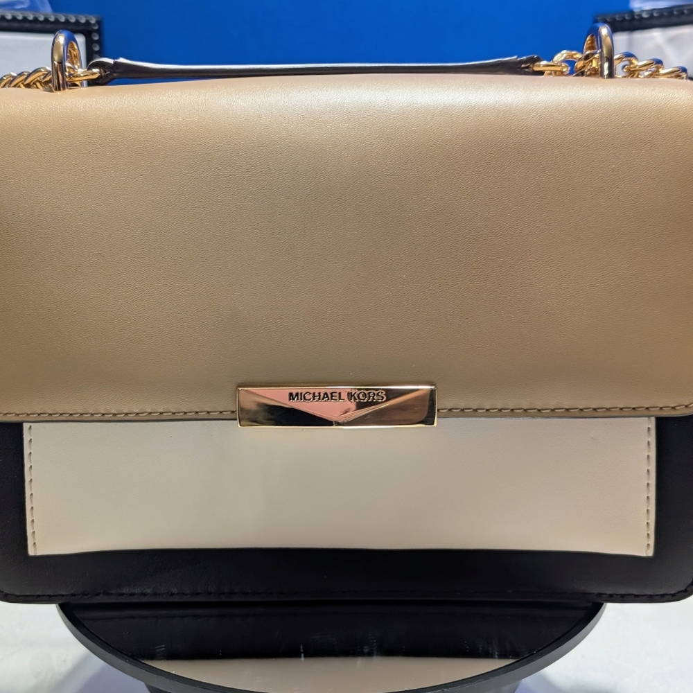 Michael Kors Jade Large Tricolor Leather- Accordion Style Shoulder/Crossbody Bag